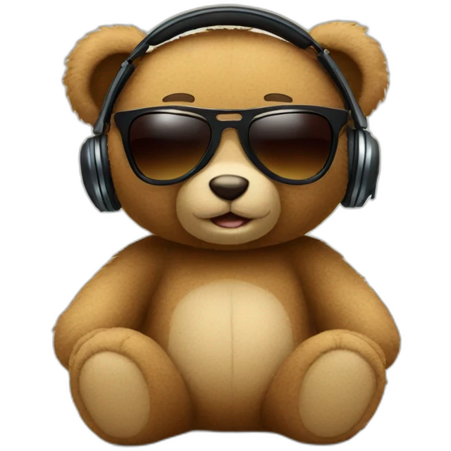 teddy bears with headphone and sunglasses emoji