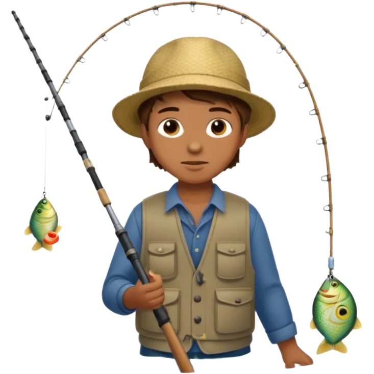 Boy with brown hair fishing  emoji