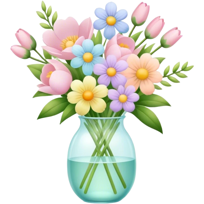 Pastel spring floral arrangement in vase  emoji