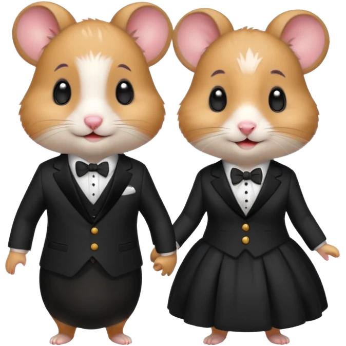 2 hamsters getting marrried in a dress and suit  emoji