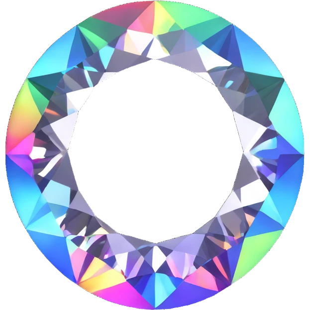 round cut white diamond with intense holographic rainbow reflections emoji