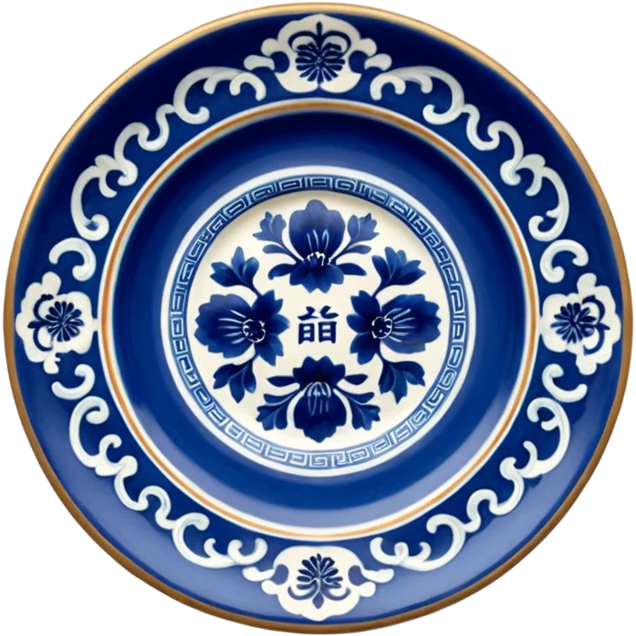 antique chinese plate blue emoji