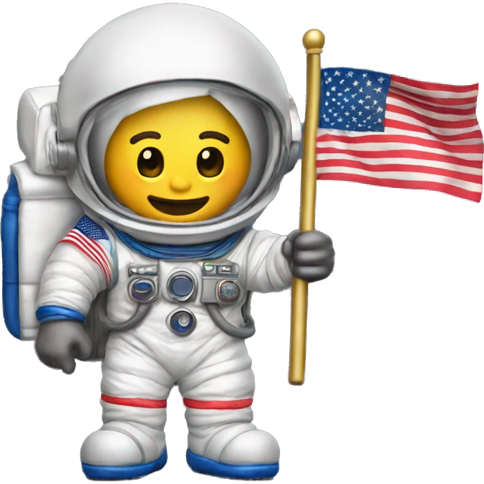 golden neil armstrong holding us flag on moon trophy emoji