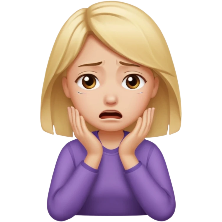 Девушка со светлыми волосами сидит плачет и не может разобраться со своими мыслями  emoji