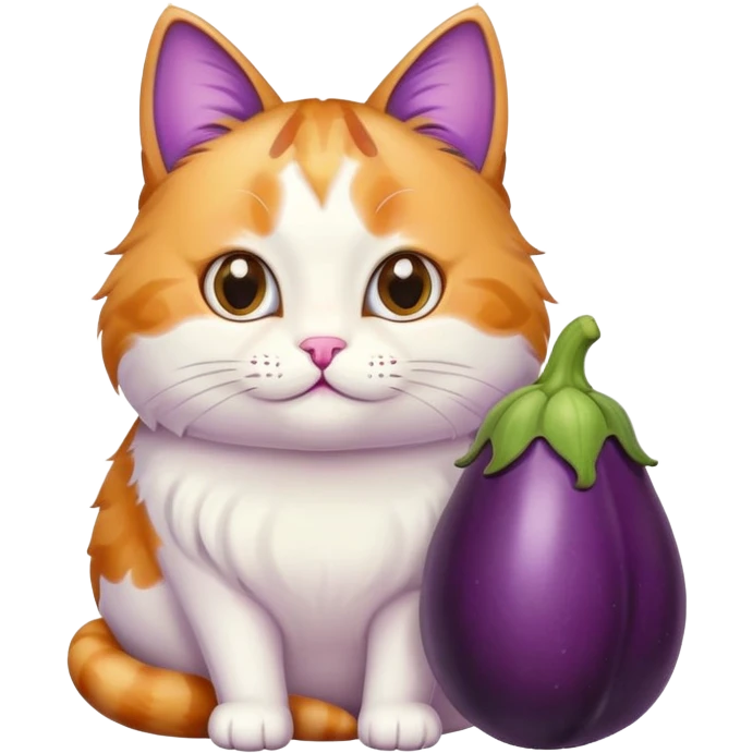 cat with big eggplant  emoji