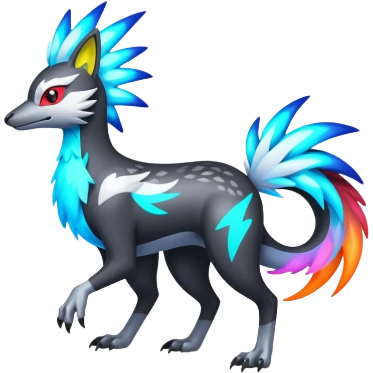 Neon Vibrant Pulsating Trail-glowing Chromatic Trico-Silvally-fusion-hybrid emoji