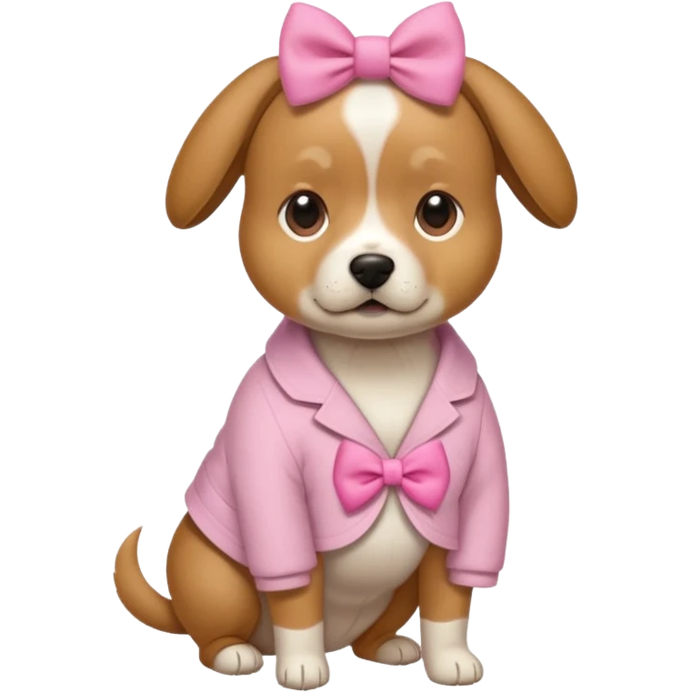 A dog pregnant with a pink bow emoji