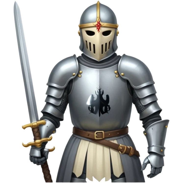 Headless Knight with Sword close up with horror look emoji