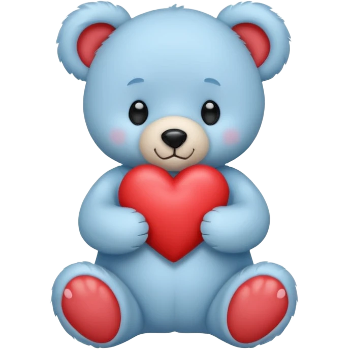 blue pastel teddy bear hold red heart emoji