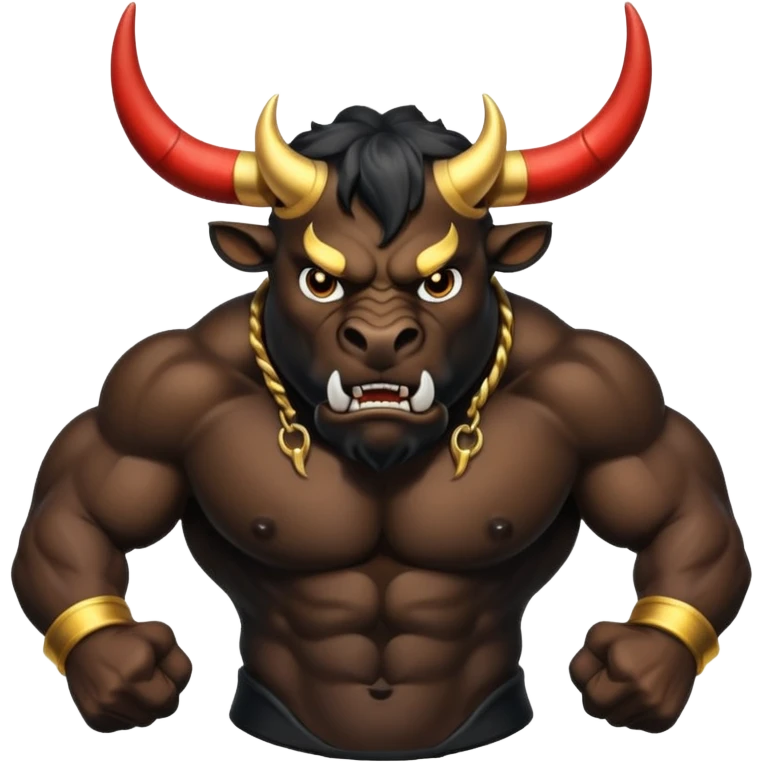 black angry powerful bull with golden horns emoji emoji
