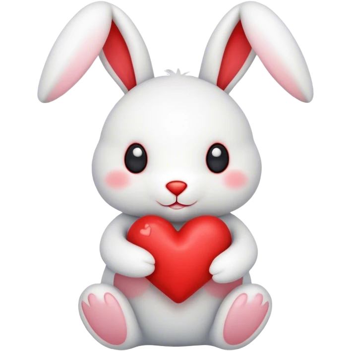 white bunny holding a red heart jellycat stuffed animal plush emoji