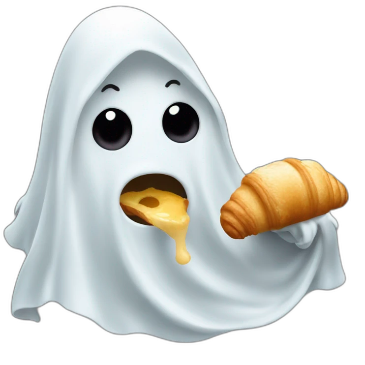 Ghost eating croissant emoji