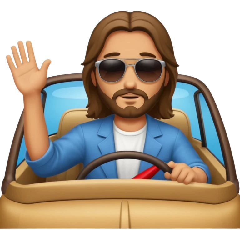 Jesus Christ driving car emoji