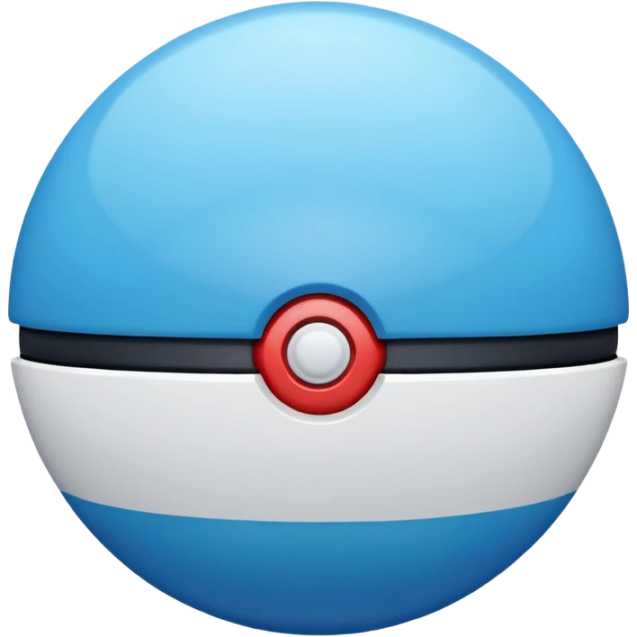 blue pokeball emoji, top half is a more saturated blue, bottom half is white, black stripe, with a white sheen, with a shiny texture emoji