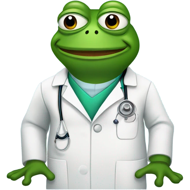 pepe the frog, flat, dressed as a doctor emoji