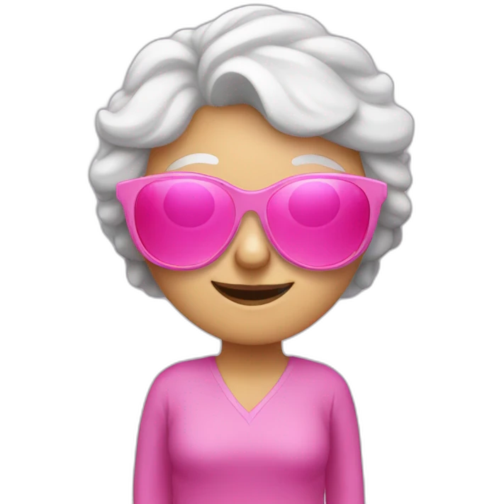 old lady doing gymnastics with pink sunglasses emoji