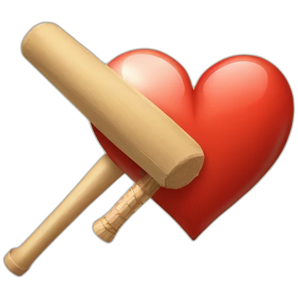 broken heart and cricket bat emoji