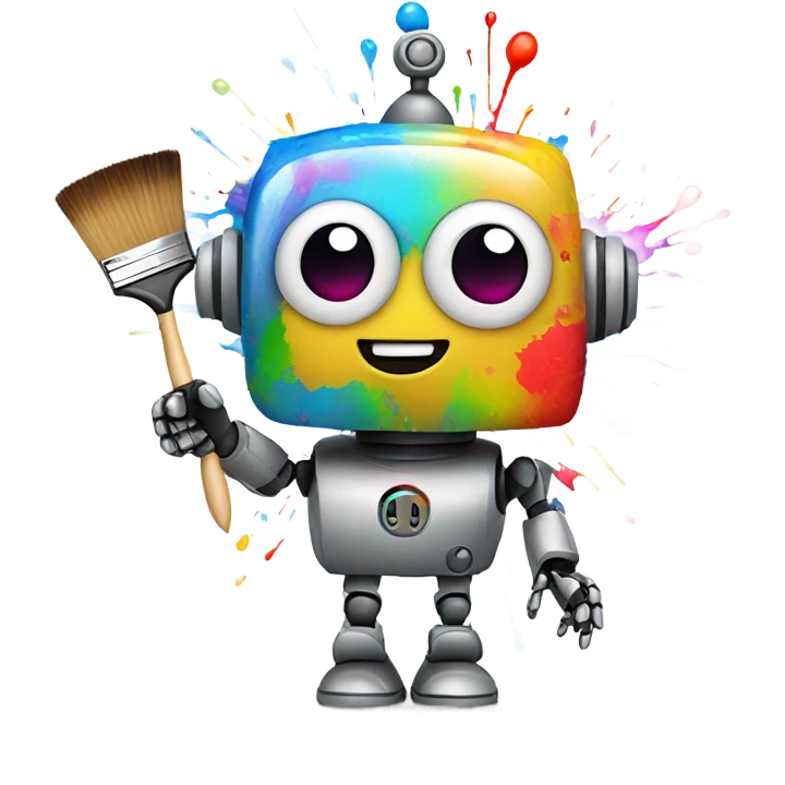 cute robot who paints emoji