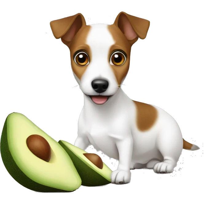 Jack Russel terrier broken with avocado toy  emoji