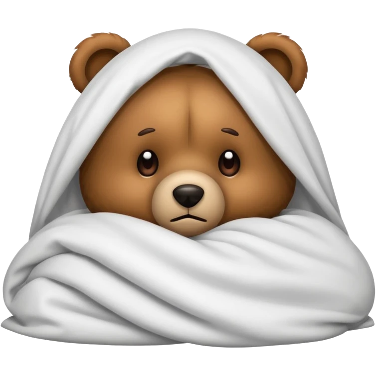 Scared teddy bear hiding under covers emoji