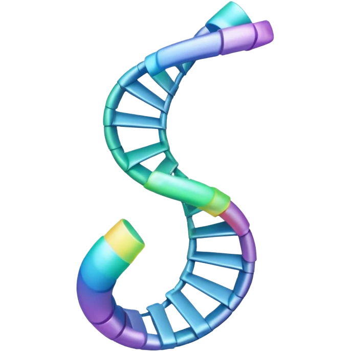A single helical ribbon representing mRNA, twisting smoothly like a corkscrew or spiral staircase but with only one ribbon; no ladder rungs, no paired bases, no second strand.  Focus on one continuous strand only.” emoji