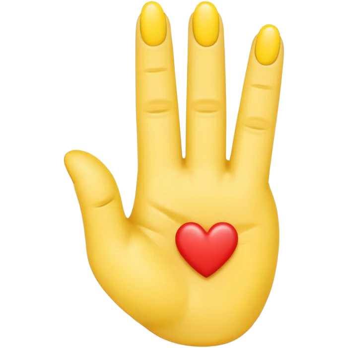 Yellow middle finger emoji with a small heart on the middle fingers nail. Other fingers should remain in the yellow tone emoji