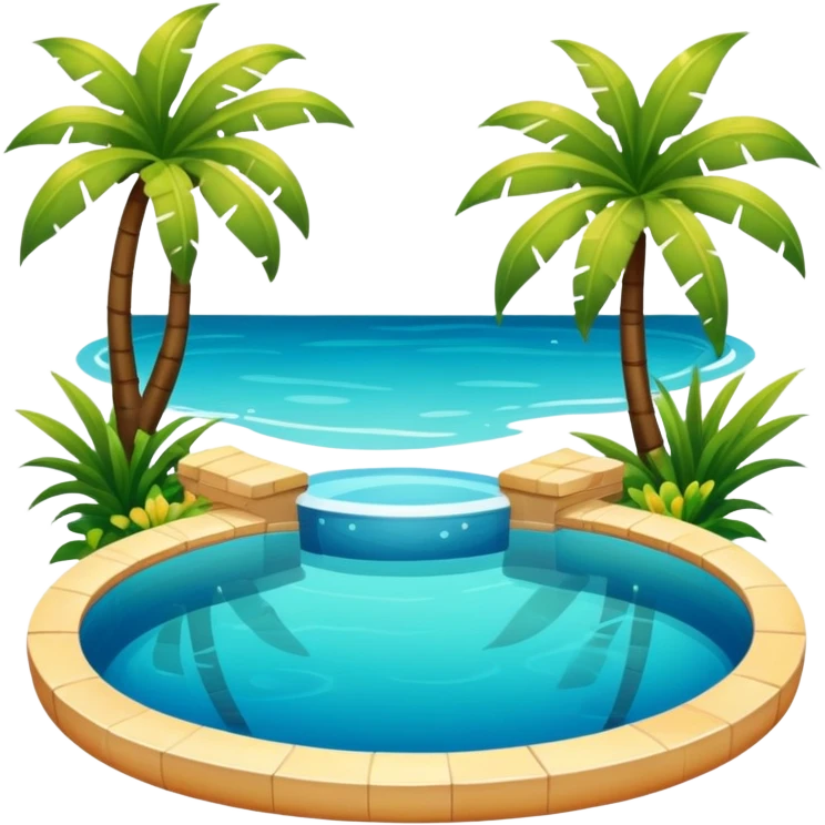 An exotic lush warm-colored romantic pool with lush warm colors emoji