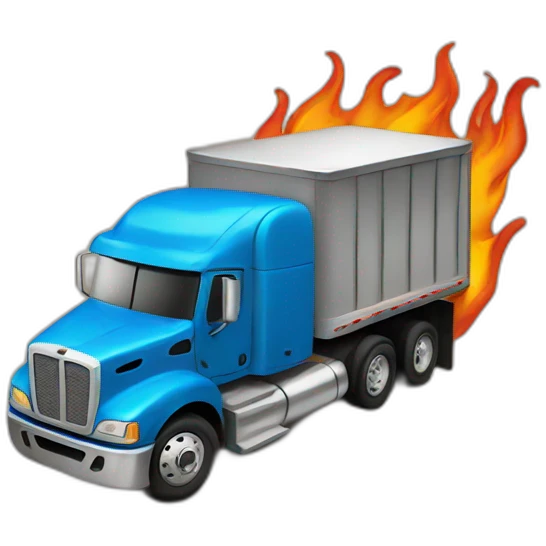 semi truck on flame emoji