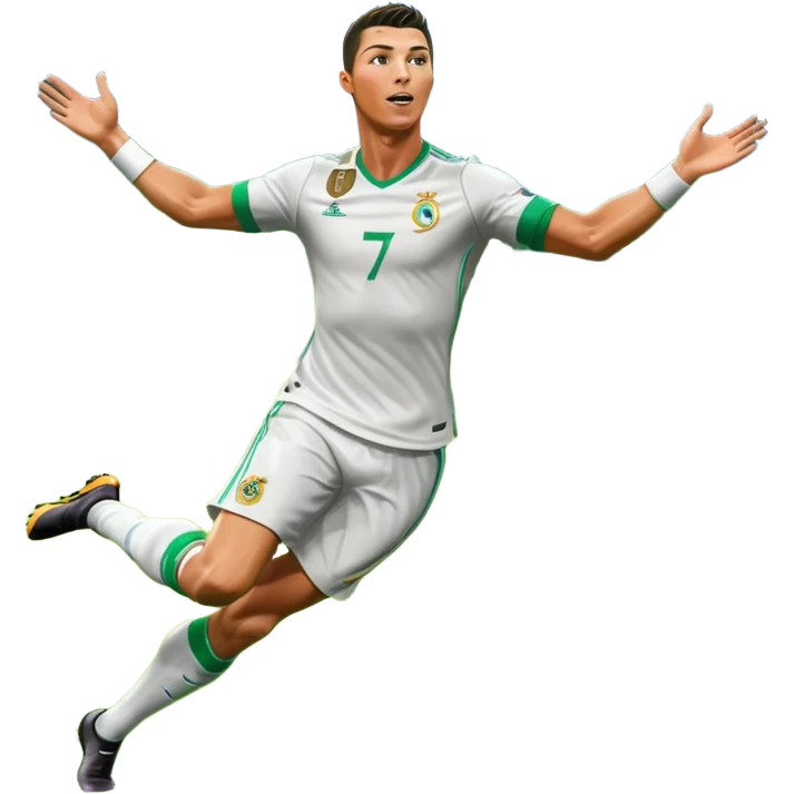 Ronaldo scoring a goal, stadium full of fans, dynamic action, vibrant colors emoji