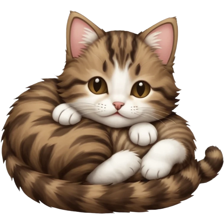 dark brown tabby and white kitten upside down sleeping emoji