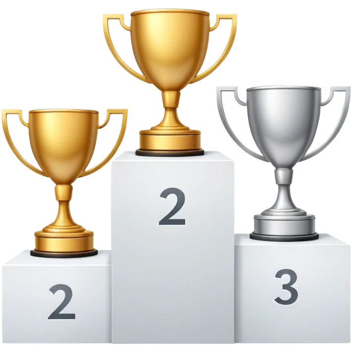 1st 2nd 3rd place podiums with gold silver bronze medals emoji