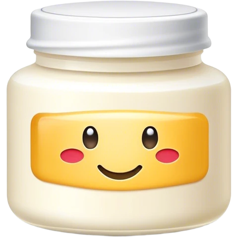 body moisturizer cream pot with label emoji