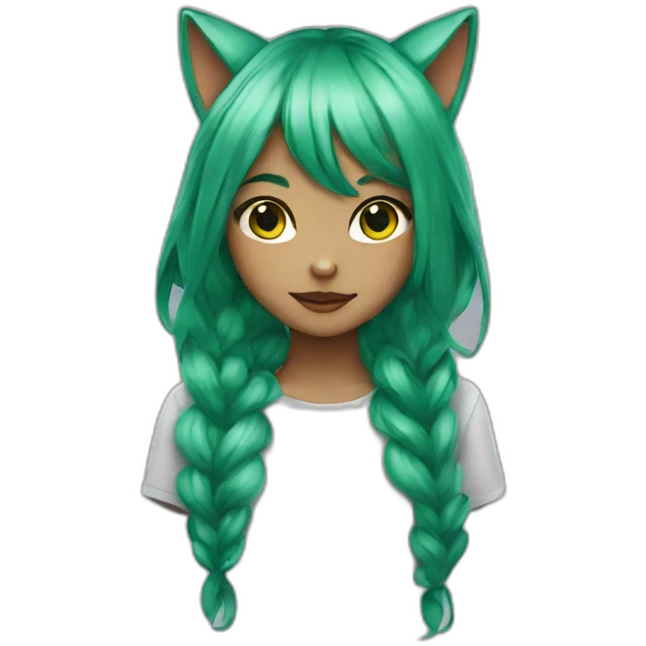 Catgirl with green hair emoji