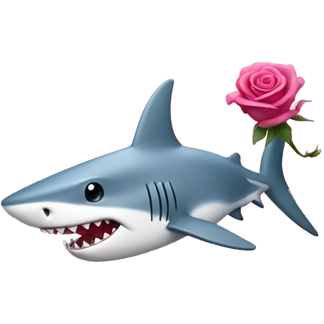 pink shark holding a rose emoji