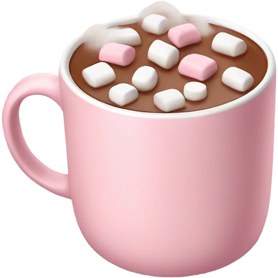 Light Pink mug of hot chocolate with marshmallows  emoji