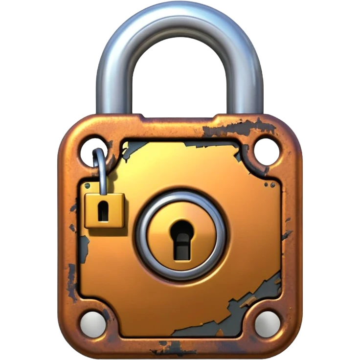 Digital glitch art style emoji, corrupted padlock emoji