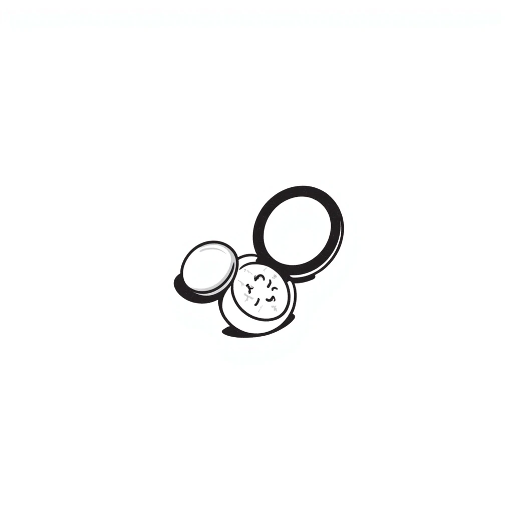 Compact mirror with powder puff emoji