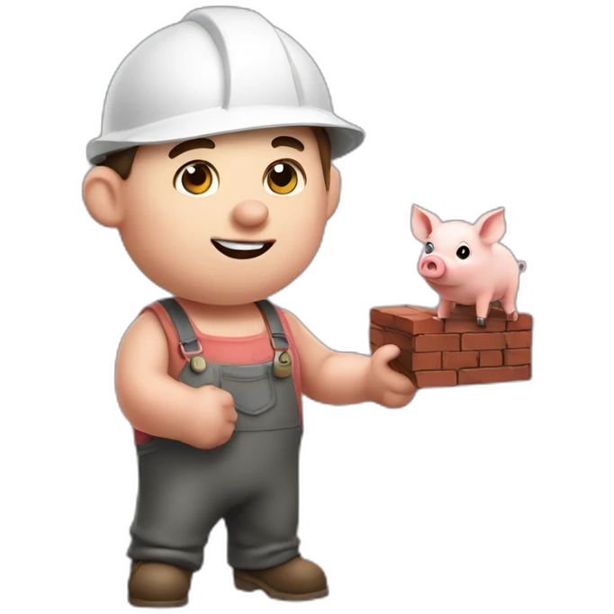 little pig builder from the story holding a brick in his hand emoji