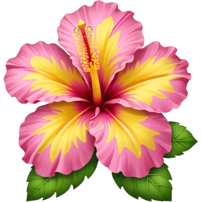 yellow and pink hibiscus flower emoji