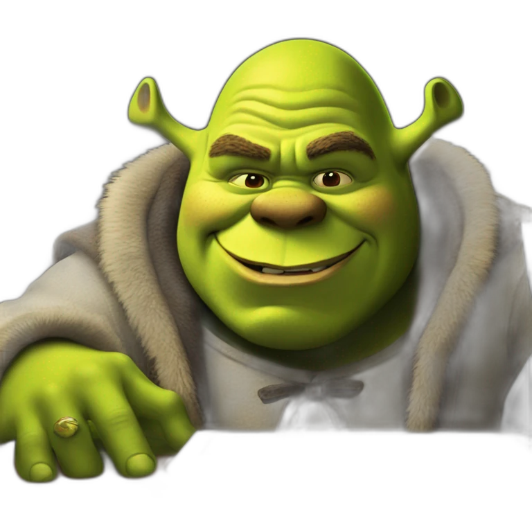 Shrek typping on a Asus ROG emoji
