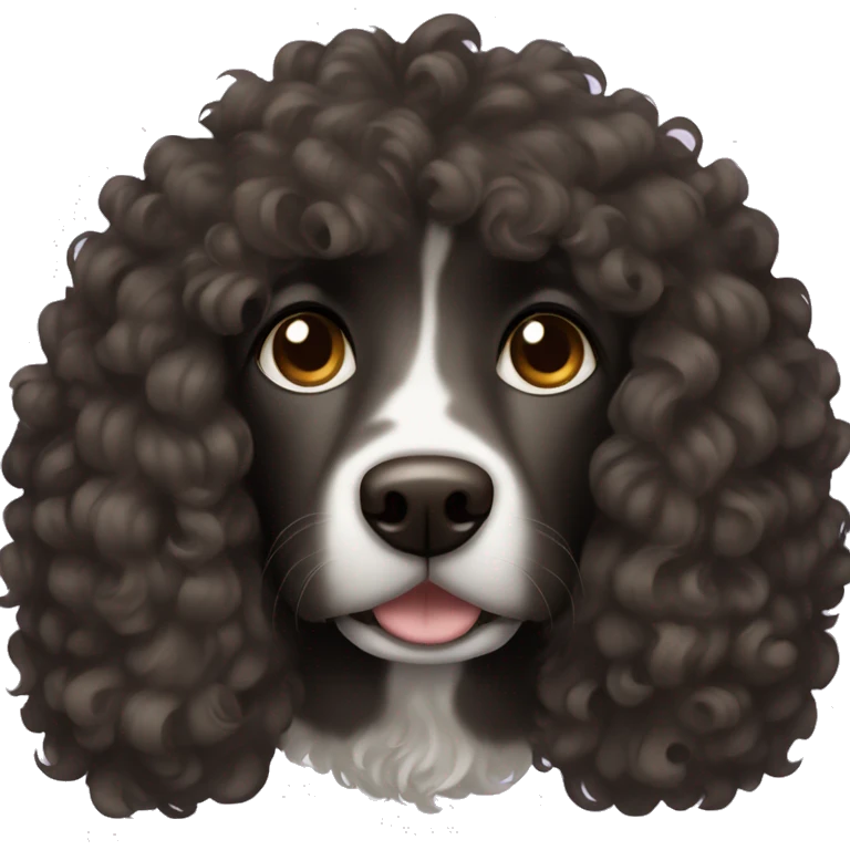 black curly hair dog with brown eyes  emoji