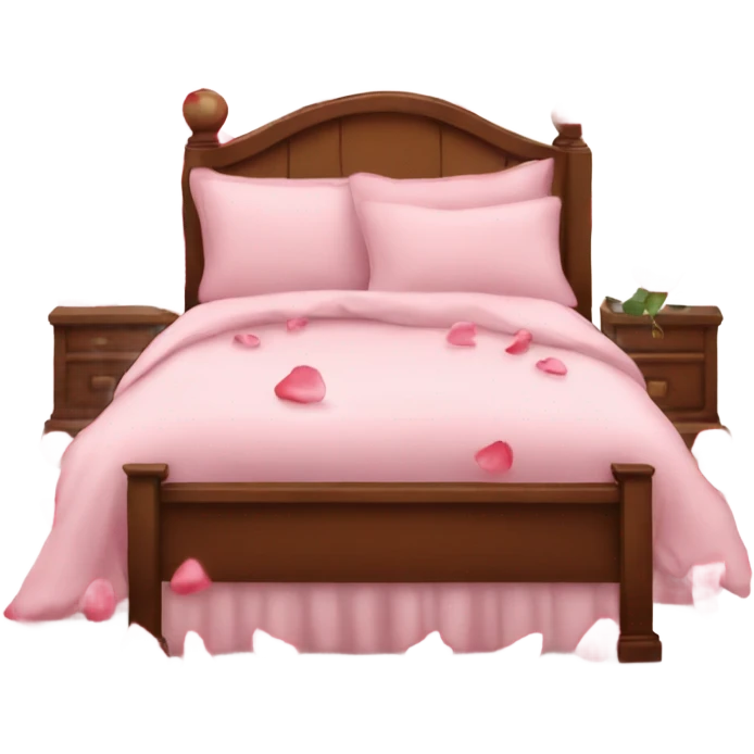 queen size bed with rose petals emoji