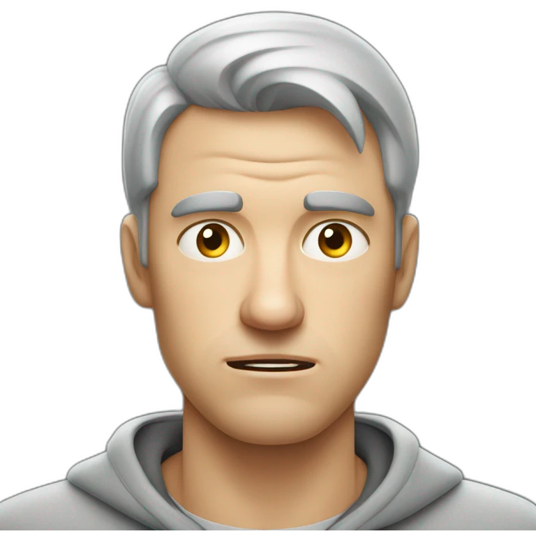 tired white man with very very very short hair in gray sweatshirt is very very very angry emoji