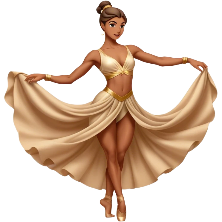Cinematic Realistic Dance Poses, an elegant dancer mid-motion, muscles tensed with control, soft fabric of their attire flowing with movement, dramatic lighting highlighting the graceful lines, glowing with passion and poise. emoji