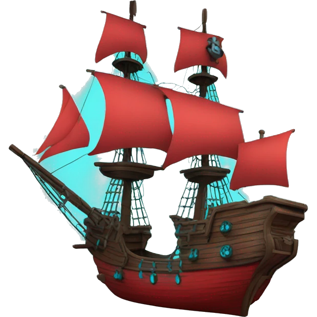 pirate ship in space red and cyan emoji