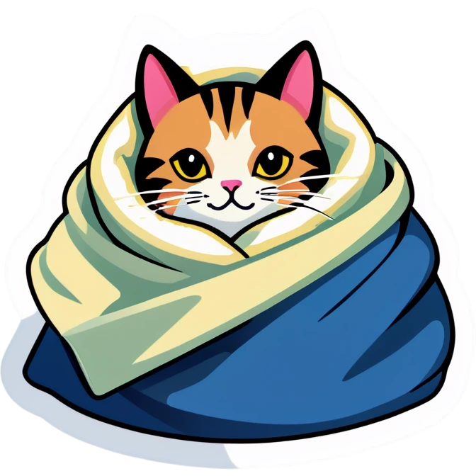 cat snuggled in blanket emoji