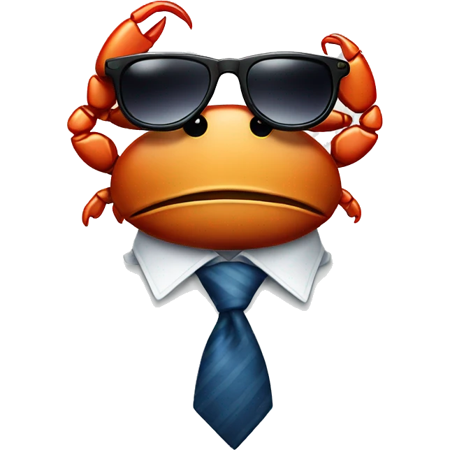 crab with a business tie and sunglasses and tears emoji
