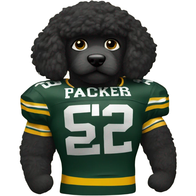 Black doodle wearing Green Bay packers jersey emoji
