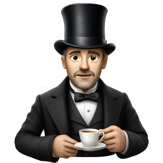 Photorealistic man A British gentleman in a monocle and a top hat with a cup of tea in his hand emoji