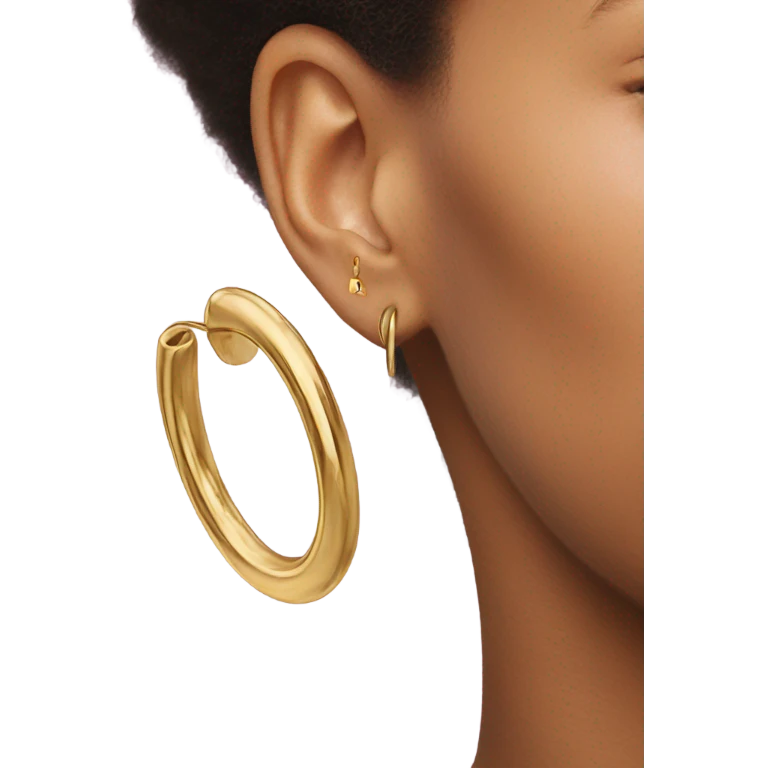 single minimal gold hoop Earrings closeup emoji